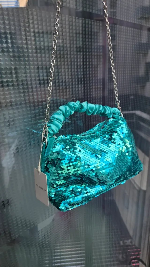 Bolso lentejuelas turquesa