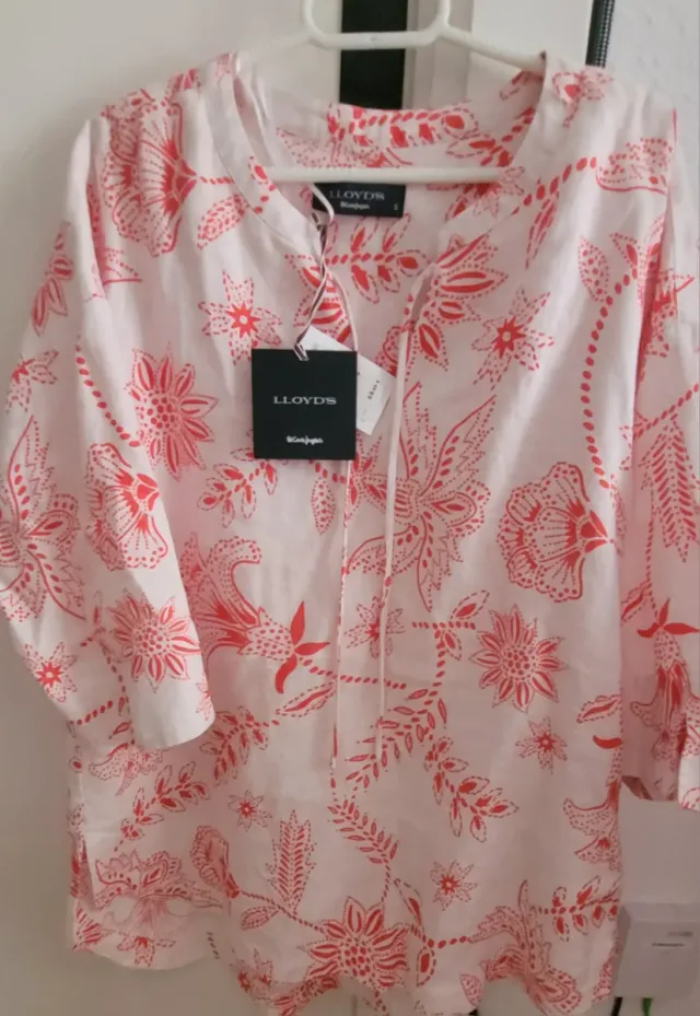 Blusa Cortefiel Lino Estampada Rosa Talla S