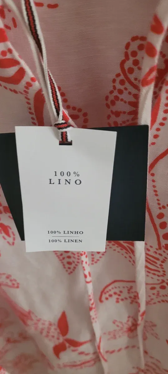 Blusa Cortefiel Lino Estampada Rosa Talla S