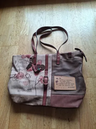 Bolso Kimmidoll marrón y rosa con estampado