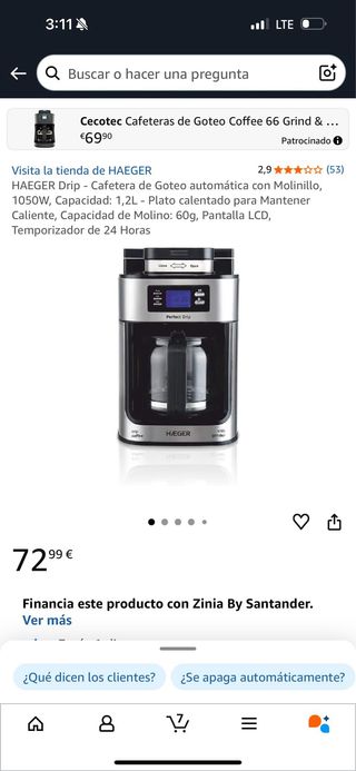 Cafetera Haeger Perfect Drip con Molinillo