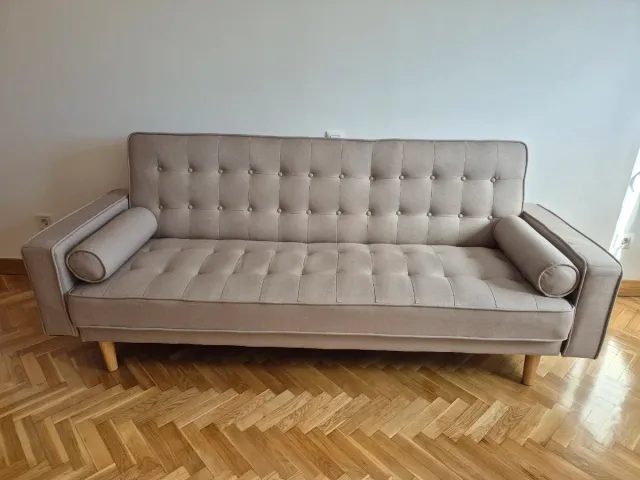 Sofá Cama Beige Tela