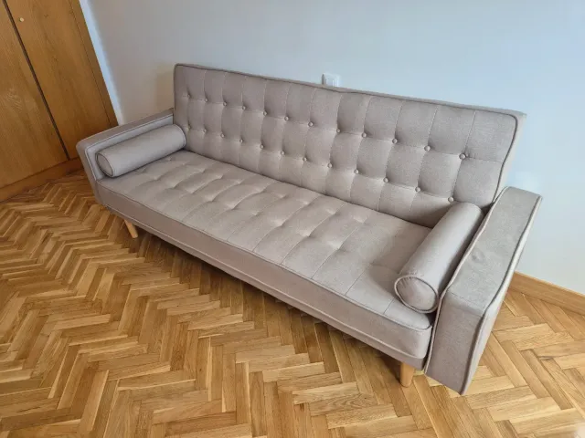 Sofá Cama Beige Tela