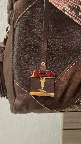 Bolso YANKO Piel Marrón y Dorado
