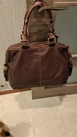 Bolso YANKO Piel Marrón y Dorado