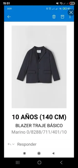 Blazer Zara Niño 10 Años Marino