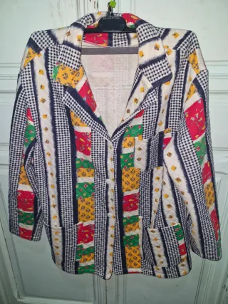 Giacchetta vintage patchwork multicolore