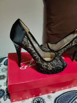 Zapatos de tacón Pilar Burgos encaje negro T37