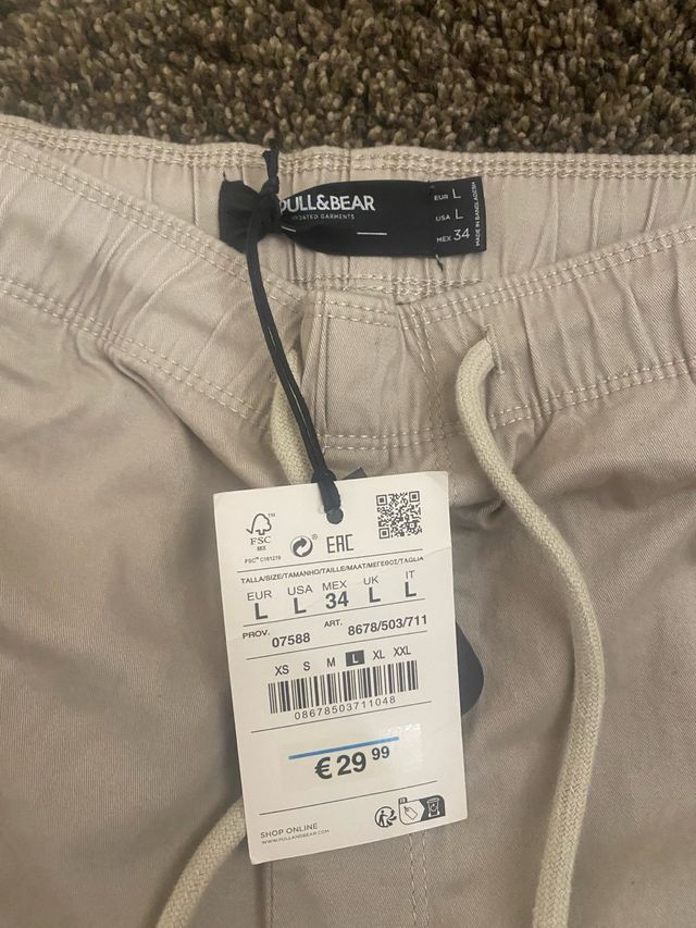 Pull & Bear Pantaloni Cargo Beige Taglia L