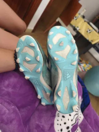 Botas de fútbol Adidas niño azul/verde