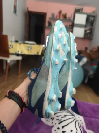 Botas de fútbol Adidas niño azul/verde