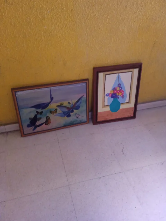 Quadros de Óleo Borboletas e Flores