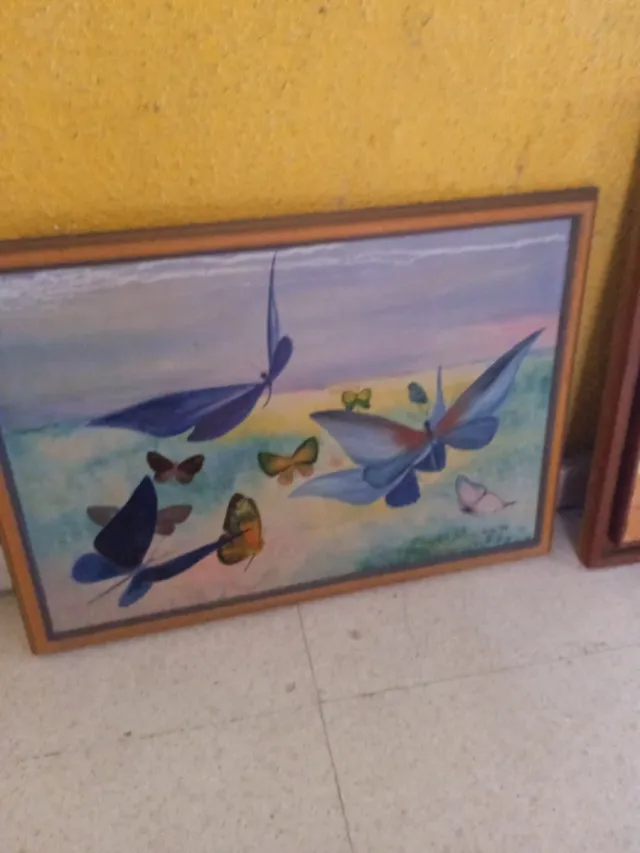 Quadros de Óleo Borboletas e Flores