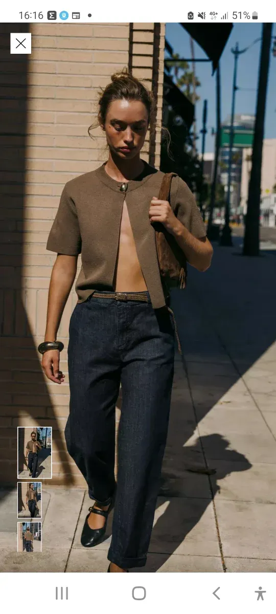 Pantalón Chino Mujer Zara Azul