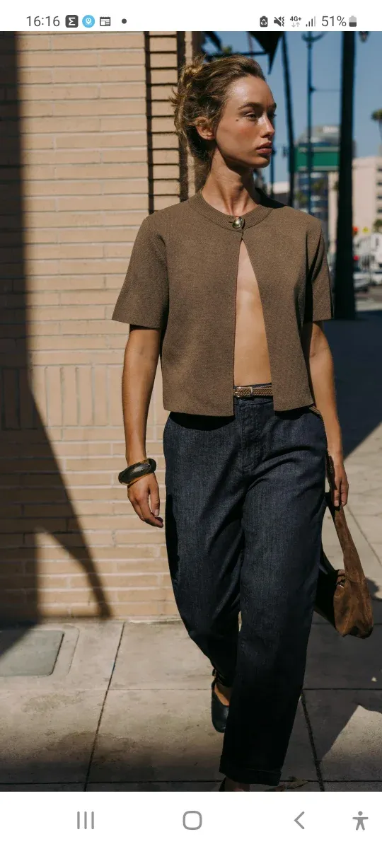 Pantalón Chino Mujer Zara Azul