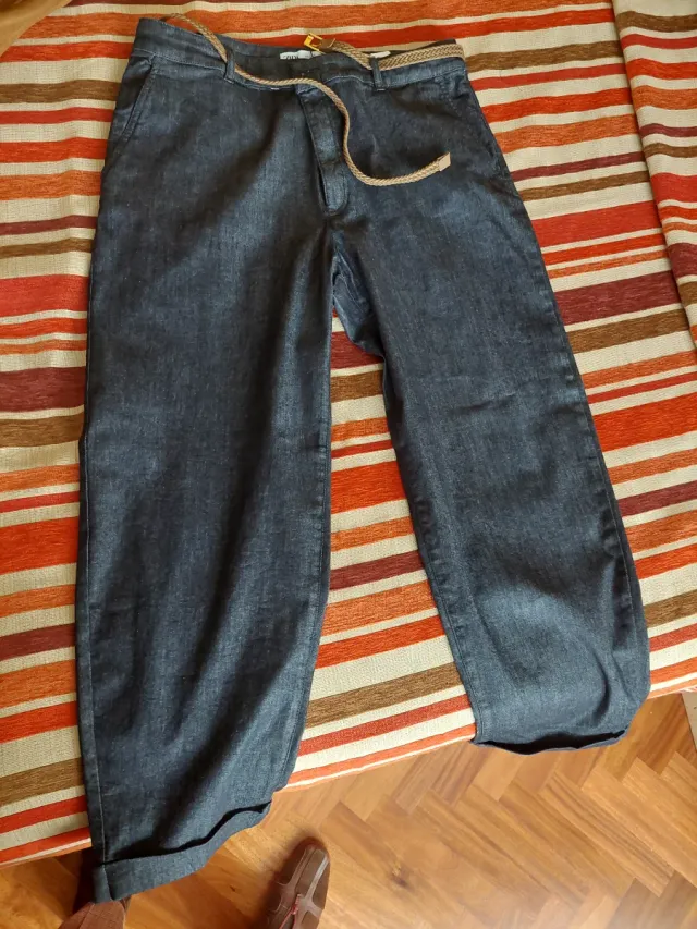 Pantalón Chino Mujer Zara Azul
