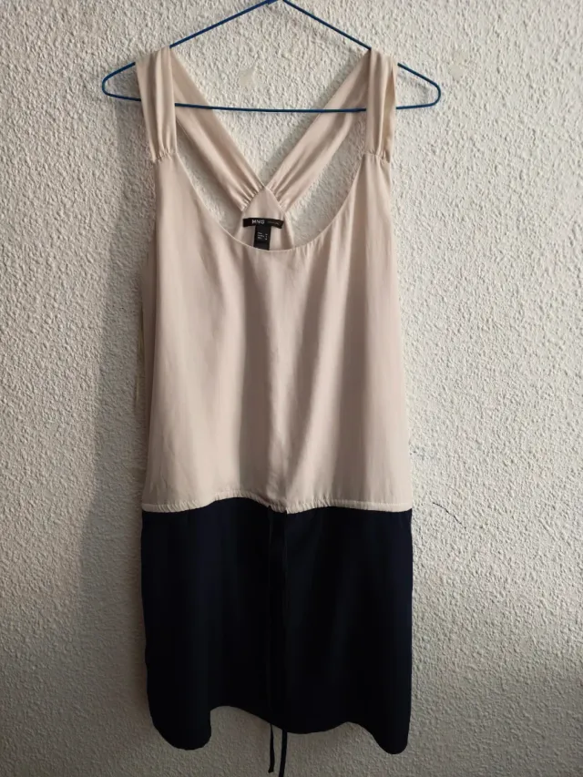 Vestido Mango beige y negra