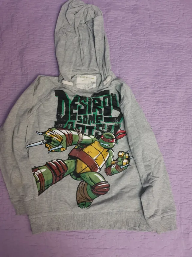 Sudadera Gris con Dibujo Tortugas Ninja