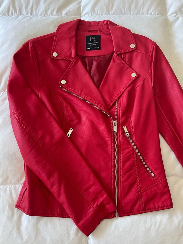 Chaqueta efecto cuero Lefties Roja Talla M
