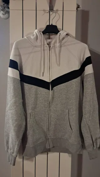 Felpa con cappuccio Everlast grigia e bianca