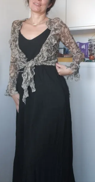 Blusa Zara Seda Beige/verde Talla M