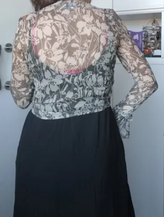 Blusa Zara Seda Beige/verde Talla M