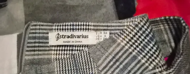 Falda pantalón cuadros gris y blanco