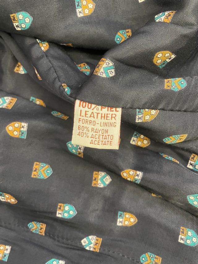 Chaqueta Piel Vintage Marrón y Beige