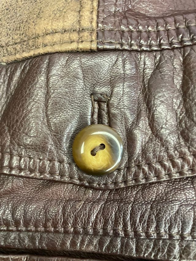 Chaqueta Piel Vintage Marrón y Beige