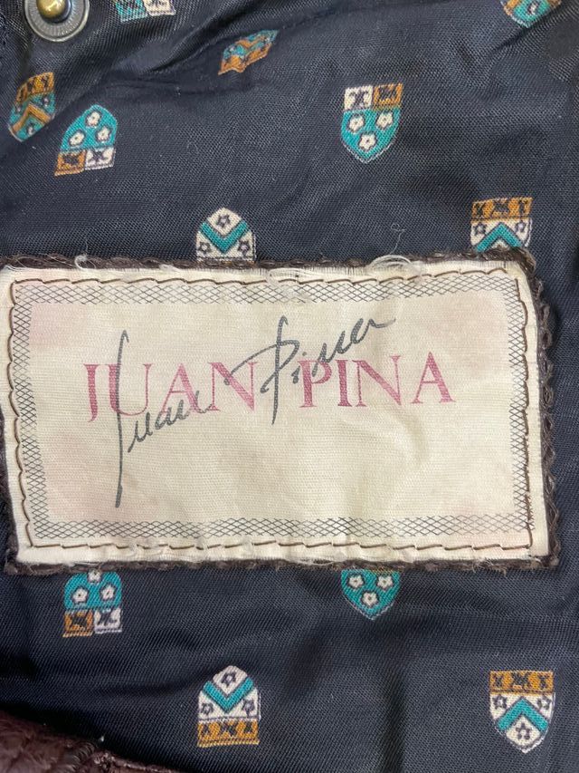 Chaqueta Piel Vintage Marrón y Beige