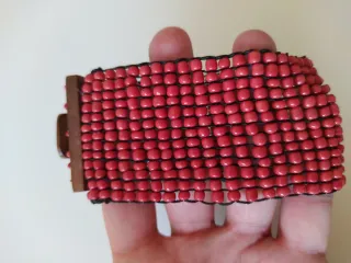 Pulsera elástica madera y abalorios terracota