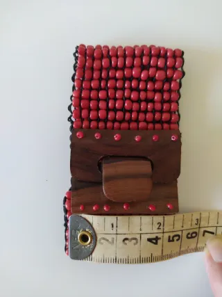 Pulsera elástica madera y abalorios terracota