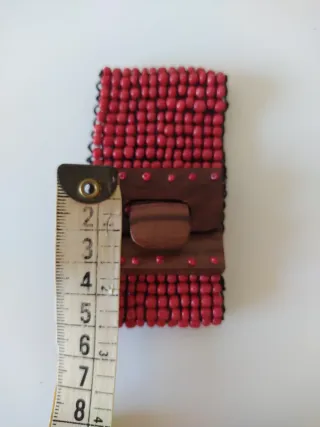 Pulsera elástica madera y abalorios terracota