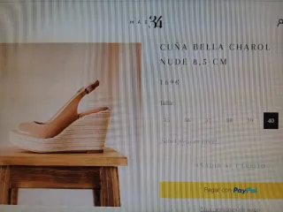 ZAPATOS MUJER CUÑA BELLA CHAROL NUDE 8,5 CM MAS34