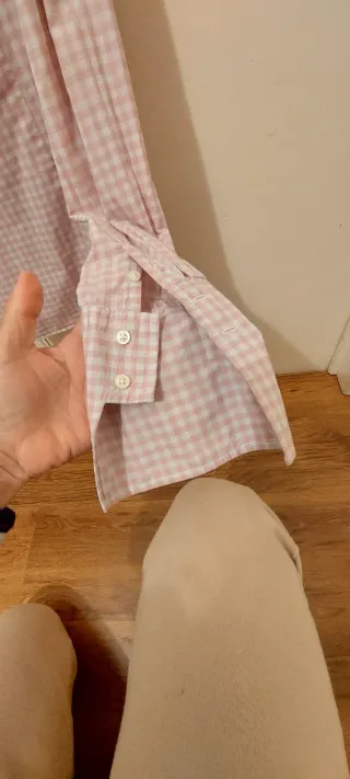 Camicia donna a quadretti rosa e bianchi