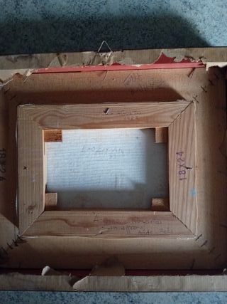 Quadro dipinto su tela raffigurante delle case