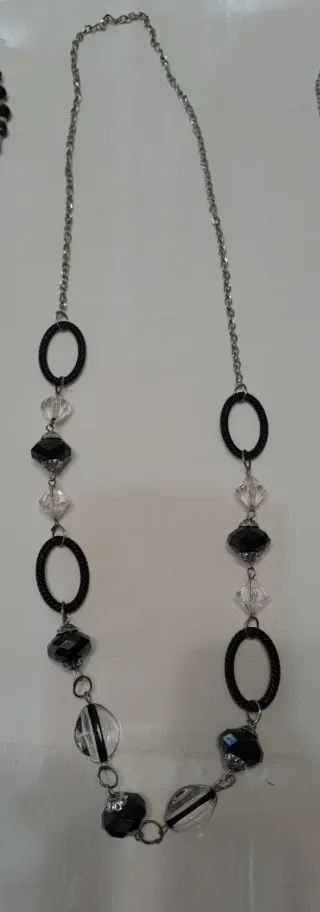 Set 3 collane nere e argento