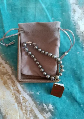 Pulsera Perlas Mallorca Grises y Plateadas