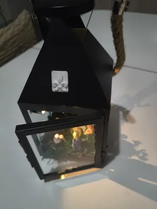 Presepe in miniatura in ceramica in lanterna
