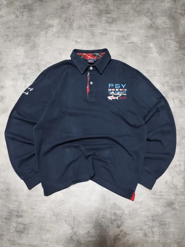 Polo Paul & Shark Azul Marino Manga Larga Talla L