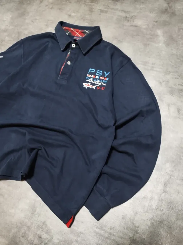 Polo Paul & Shark Azul Marino Manga Larga Talla L