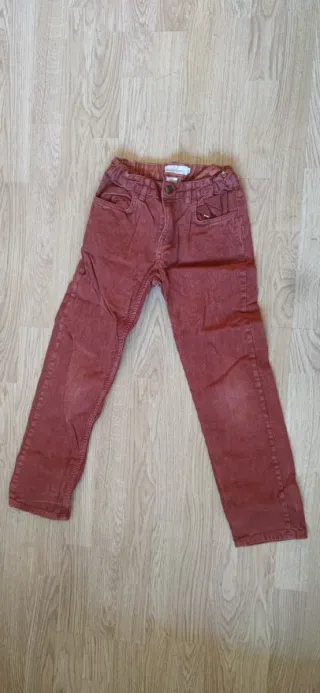Pantalón pana niño marrón/rojo