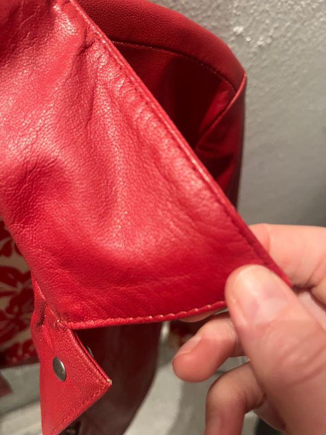 Chaqueta Cuero Roja Zara Talla L