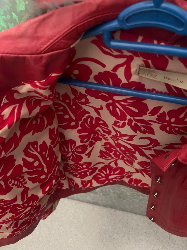 Chaqueta Cuero Roja Zara Talla L