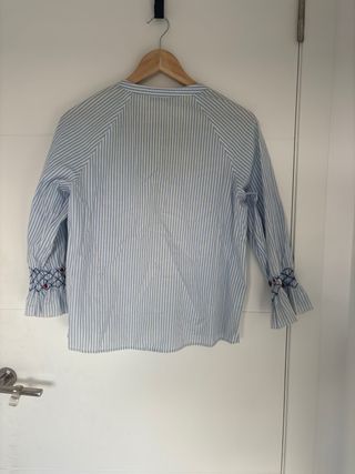 Camisa Zara Basic Talla M Rayas Bordada