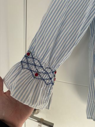 Camisa Zara Basic Talla M Rayas Bordada