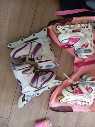 Patines 4 ruedas + bolso rosa