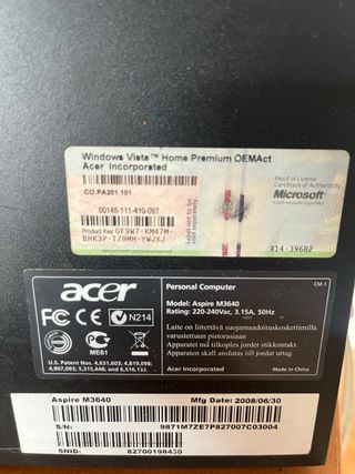 Ordenador de Sobremesa Acer Aspire M3640 Q6600 3Gb