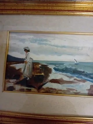 Quadro dipinto donna al mare