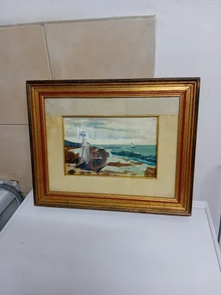 Quadro dipinto donna al mare